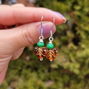 Handmade Small Monstera Leaf Nature Inspired Earrings